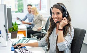 call center agent on headset